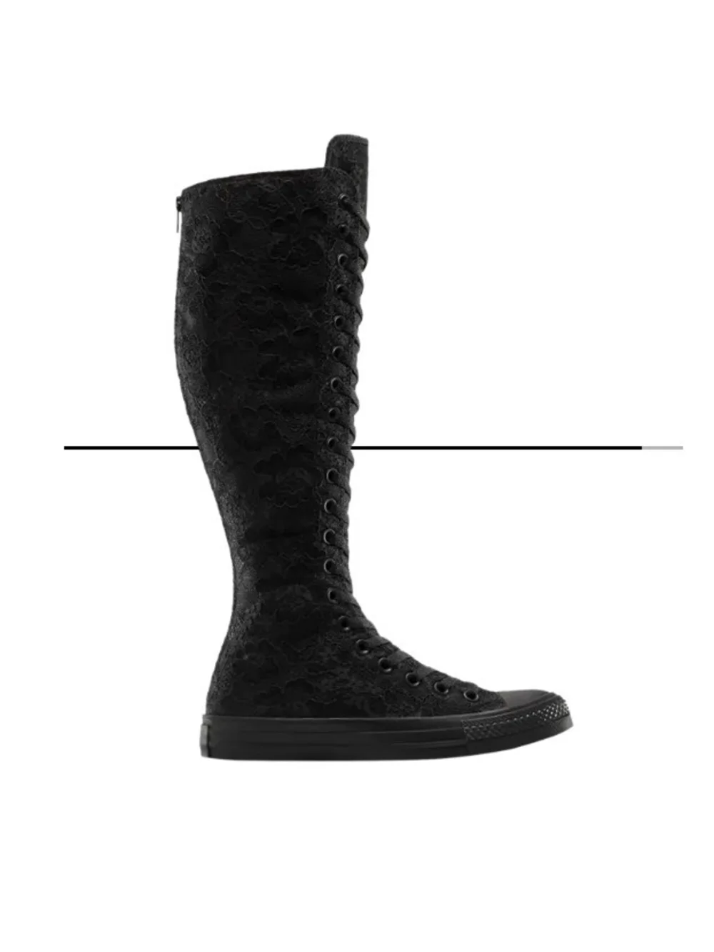Lace-Up Black Over-the-Knee Fashion Boot